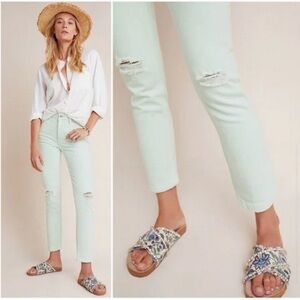 Like NEW! Anthro Pilcro High Rise Slim Mint Jeans